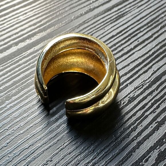 NEW Chunky 2 Double Dome Statement Ring 18K Yellow Gold Plated Size 8 - Picture 6 of 8